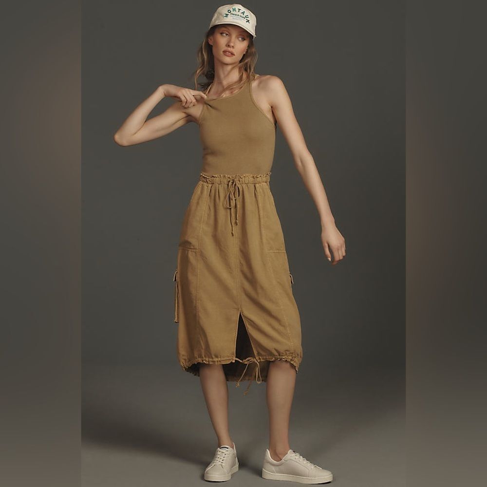 Daily Practice by Anthropologie High-Neck Tank Twofer Midi Dress